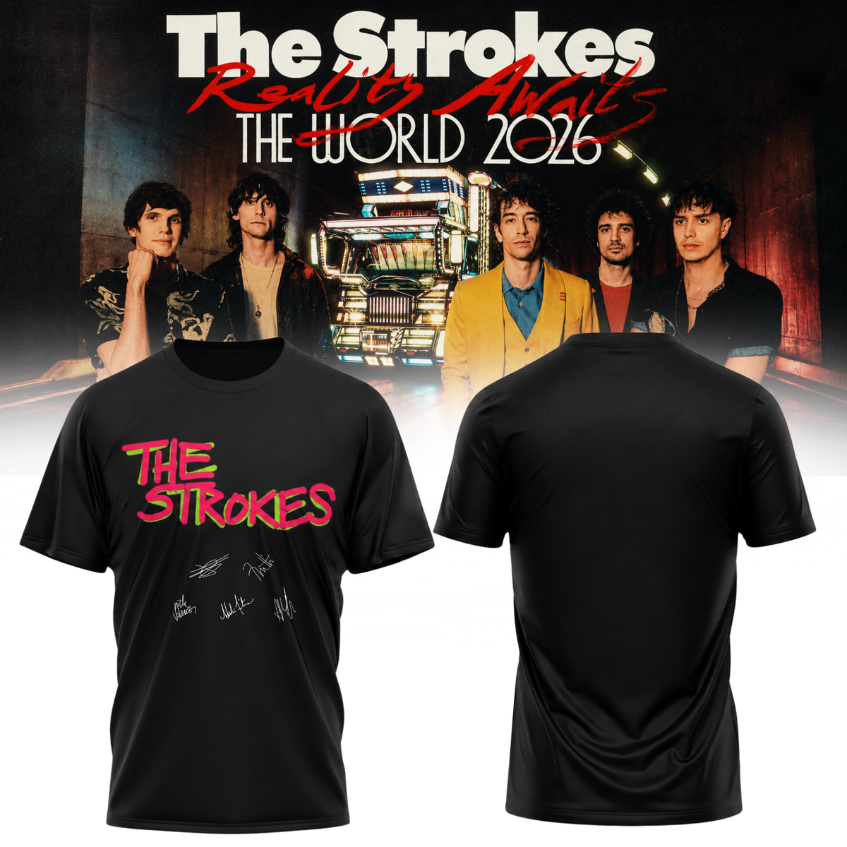 The Strokes “Reality Awaits Tour 2026” Signature Limited Edition – Tshirt
