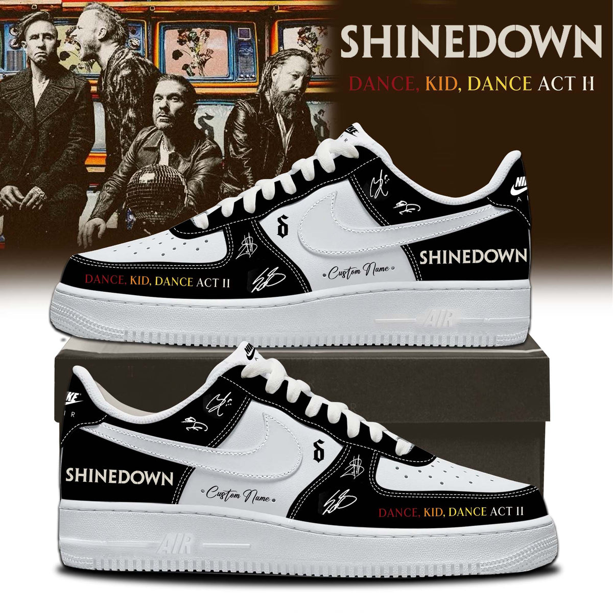 ,,SHINEDOWN “Dance Kid Dance Act II World Tour” 2026 Signed – Shoes 1-3