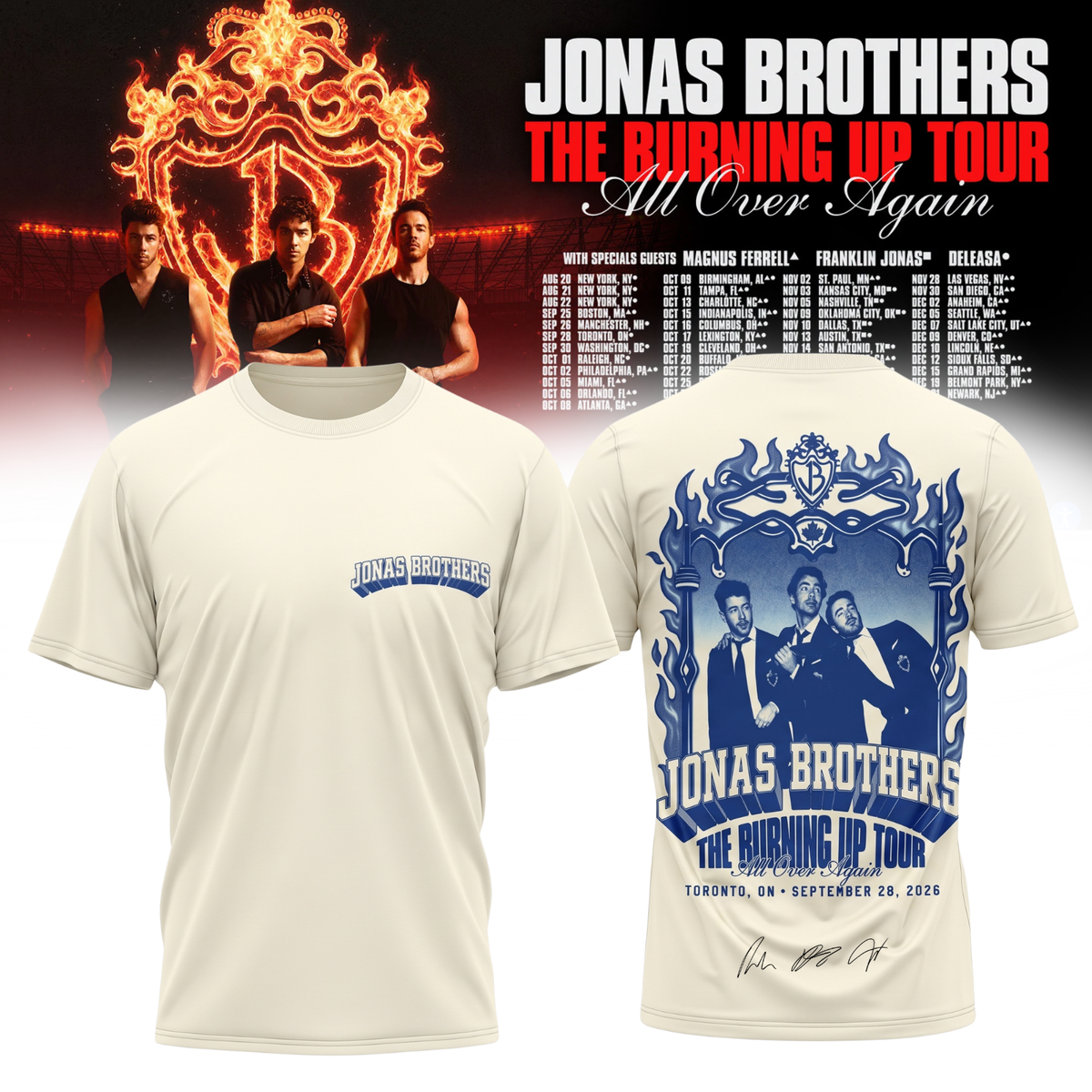 ,Jonas Brothers “The Burning Up Tour All Over Again 2026” Signature Limited Edition – Tshirt