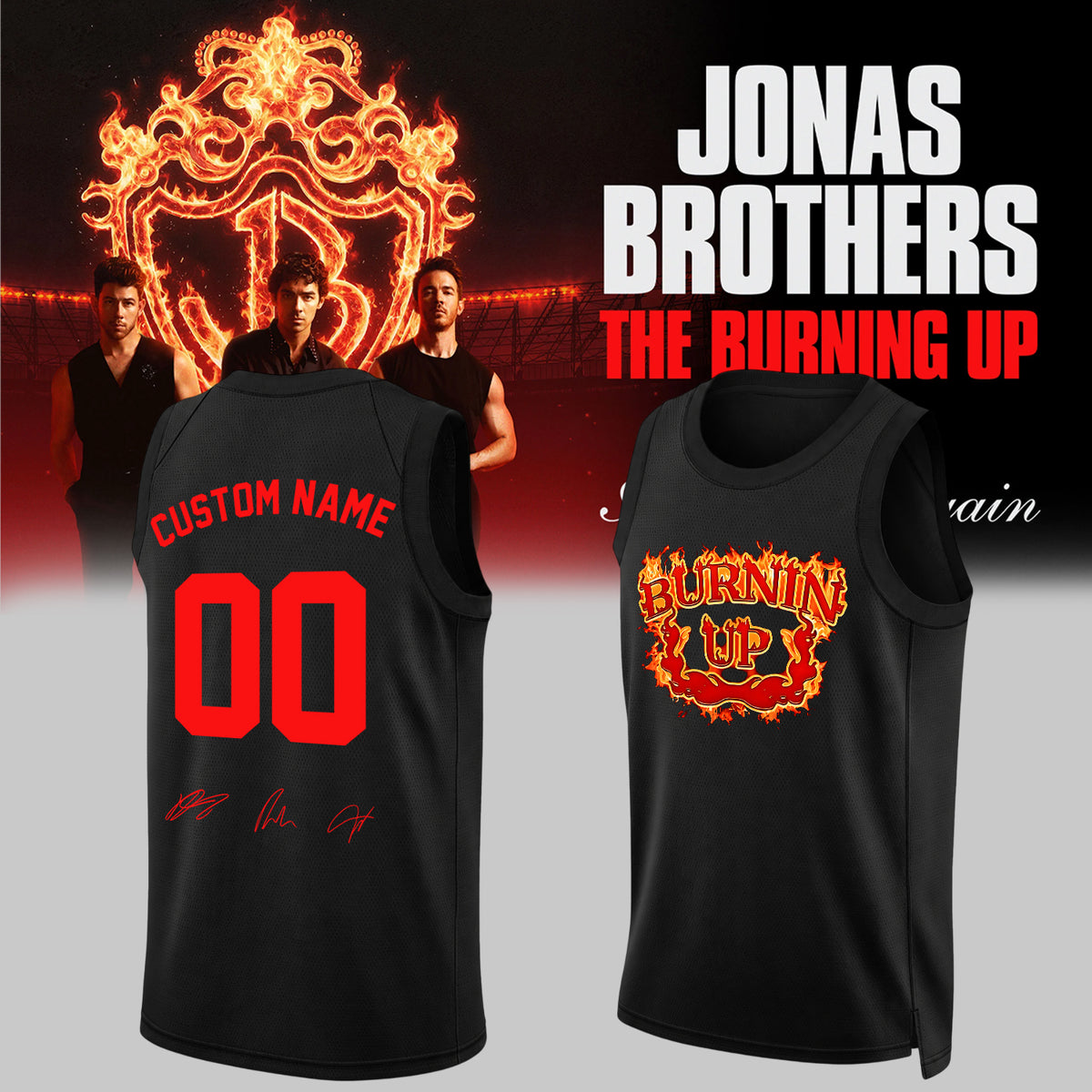 Jonas Brothers The Burning Up Tour Jersey (Custom Name & Number)