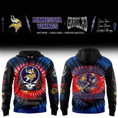 . M Vikings Grateful Dead Skeletons Hoodie