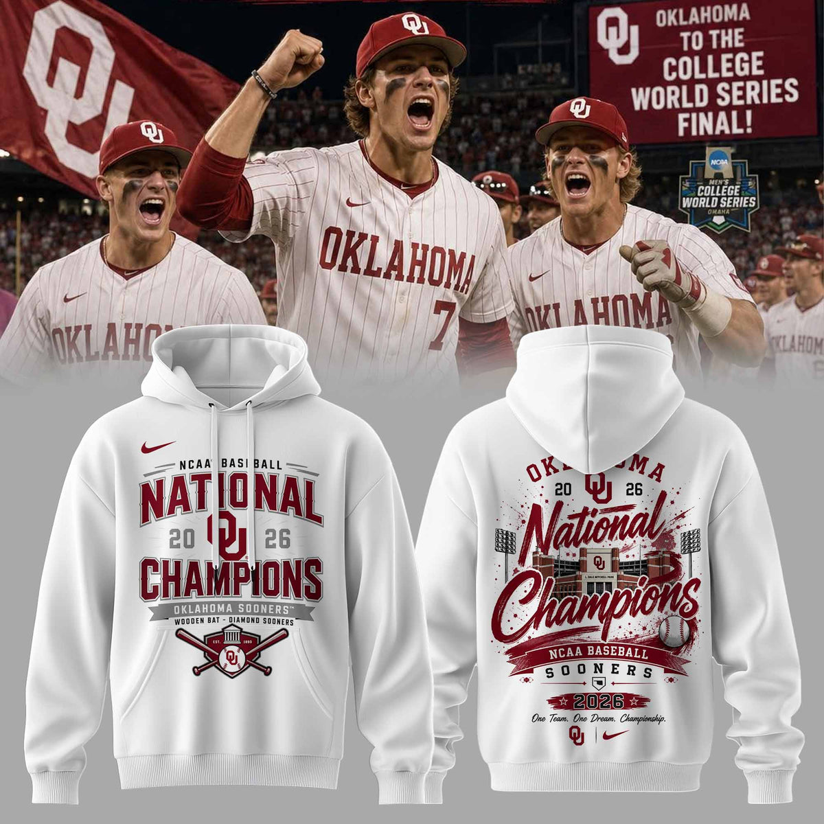 Oklahoma Sooners Baseball 2026 National Champions Hoodie
