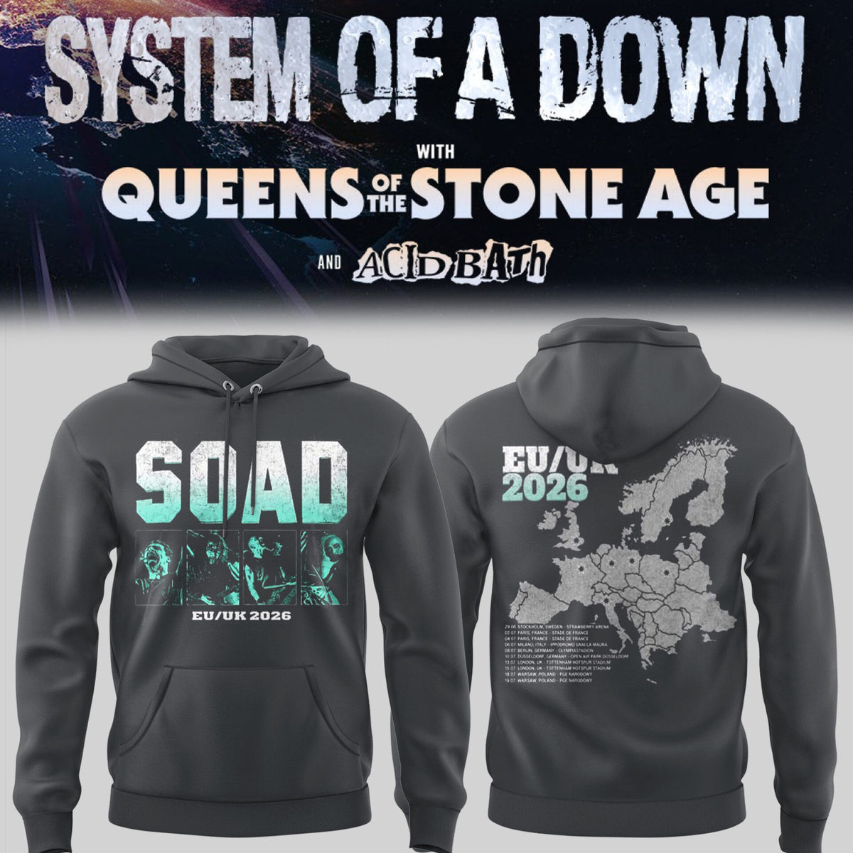 Limited Edition SOAD UK & Europe Stadium Tour 2026 Hoodie