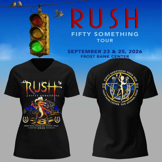 RUSH San Antonio Texas 2026 Fifty Something Tour V-Neck