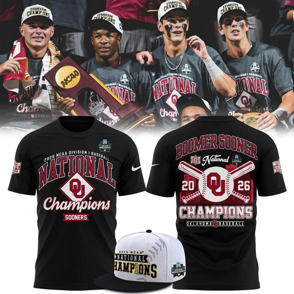 Oklahoma Sooners Baseball 2026 National Champions Tee