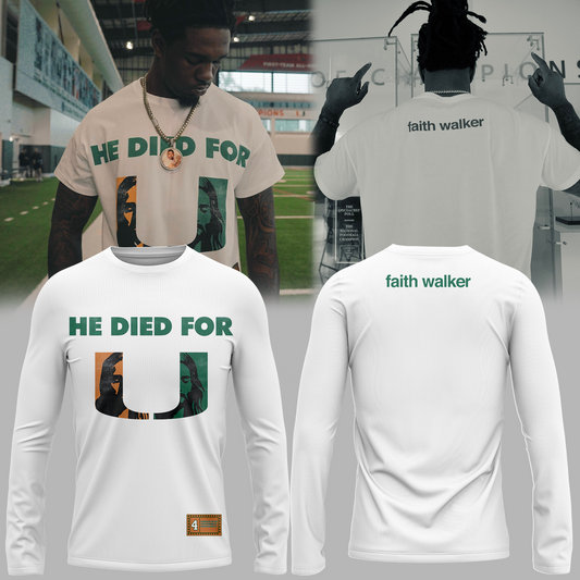 Faith Walker “He Died for Us” Christian Long Sleeve Shirt