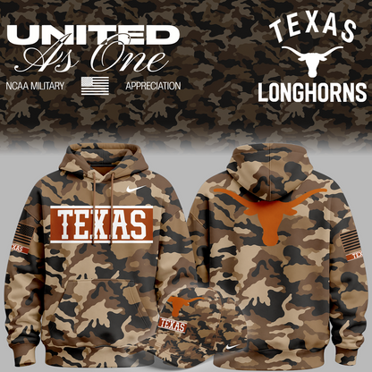 Camo Texas Longhorns 2026 Military Appreciation Sideline Dri-FIT Hoodie