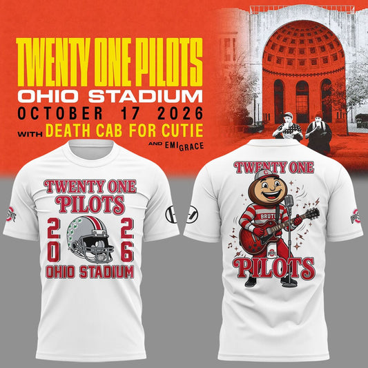 01.12. White Shirt Twenty One Pilots x Ohio State Buckeyes Football T-Shirt