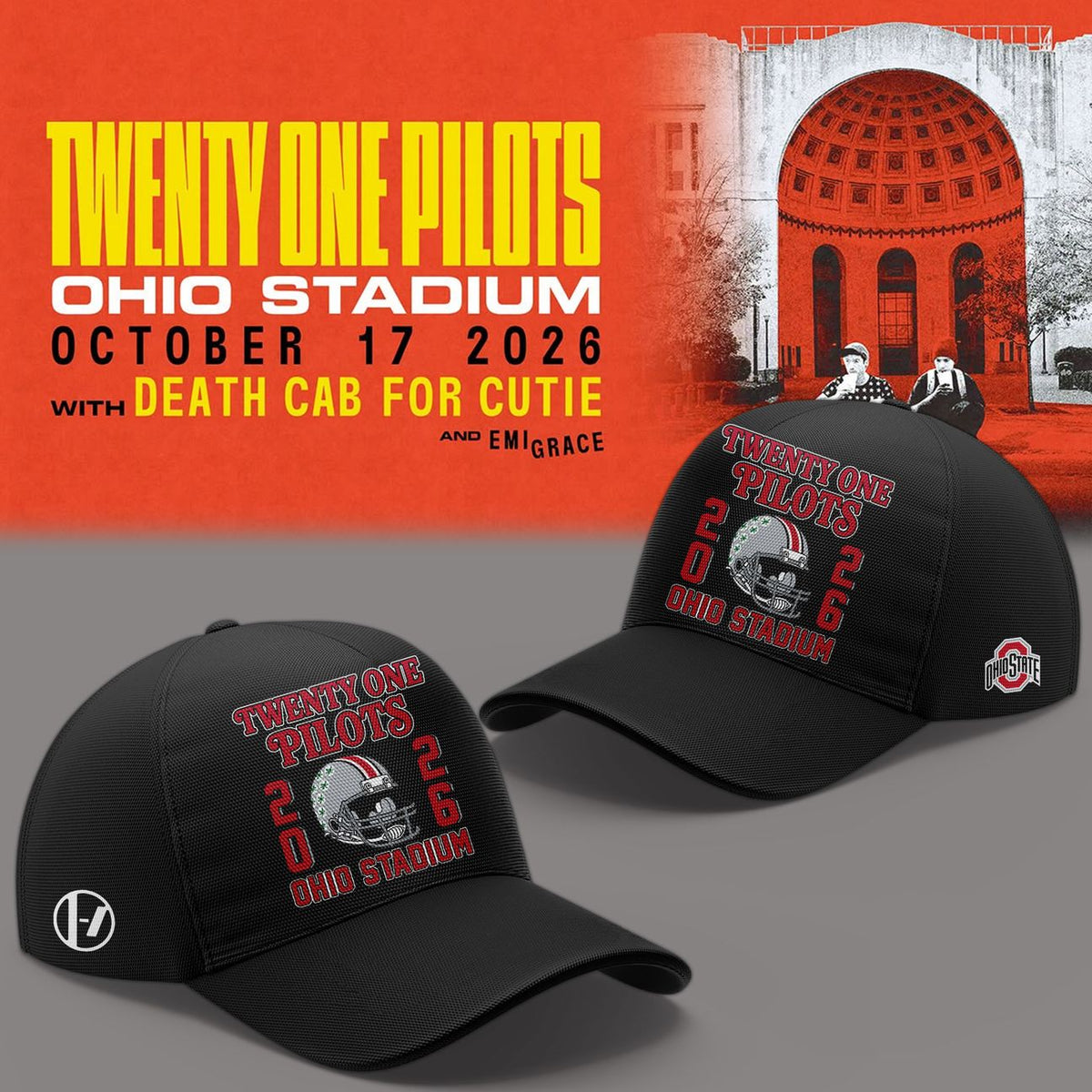 01.46. Limited Edition Twenty One Pilots x Ohio State Buckeyes Football Hoodie