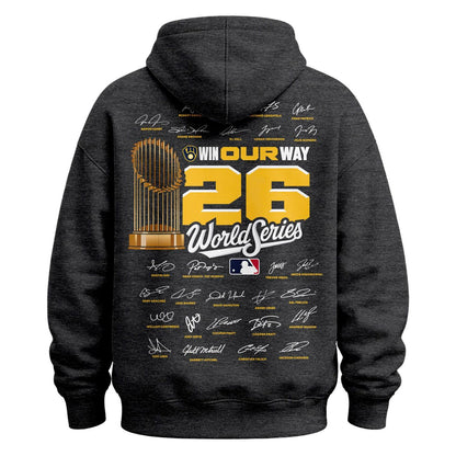 Men’s Milwaukee Brewers Heather Charcoal 2026 National League Champions Hoodie – Updated Version