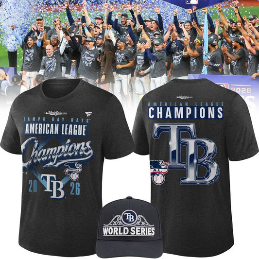 . Tampa Bay Rays Fanatics 2026 American League Champions Locker Room T-Shirt - Heather Charcoal