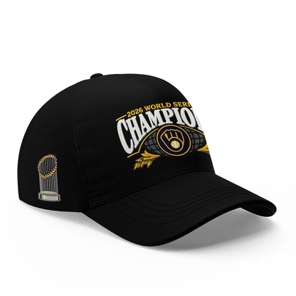 2.Milwaukee Brewers Black 2026 World Series Champions Locker Room Authentic Hoodie