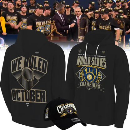 Milwaukee Brewers Black 2026 World Series Champions Locker Room Authentic Hoodie