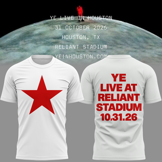 YE LIVE AT Reliant Stadium Tshirt (WHITE)-2026 Ye Live Concert Tour